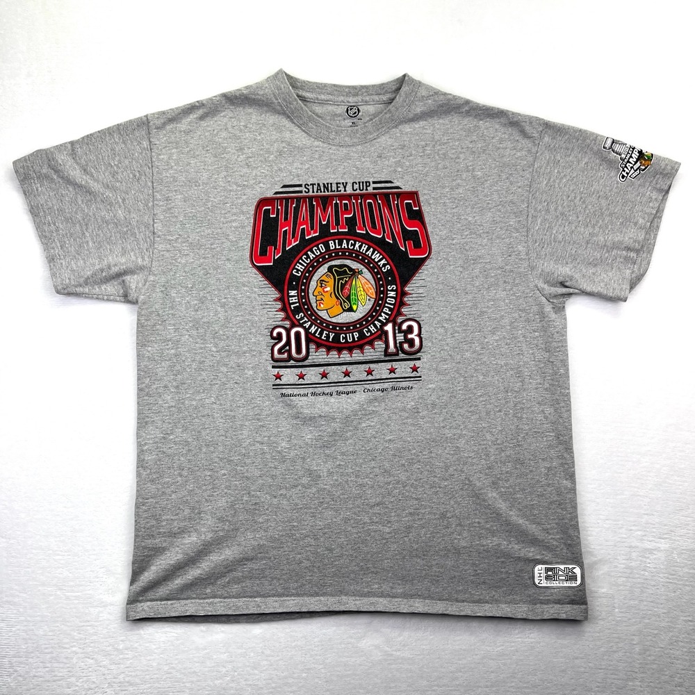 NHL Chicago Blackhawks 2013 Stanley Cup Champions‎ Gray T-Shirt Mens XL